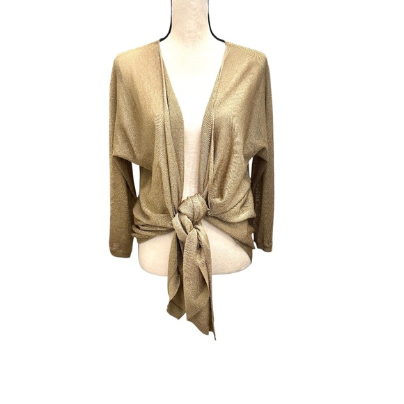 DKNY GOLD KNIT OPEN WATERFALL FRONT CARDIGAN - Picture 3 of 13